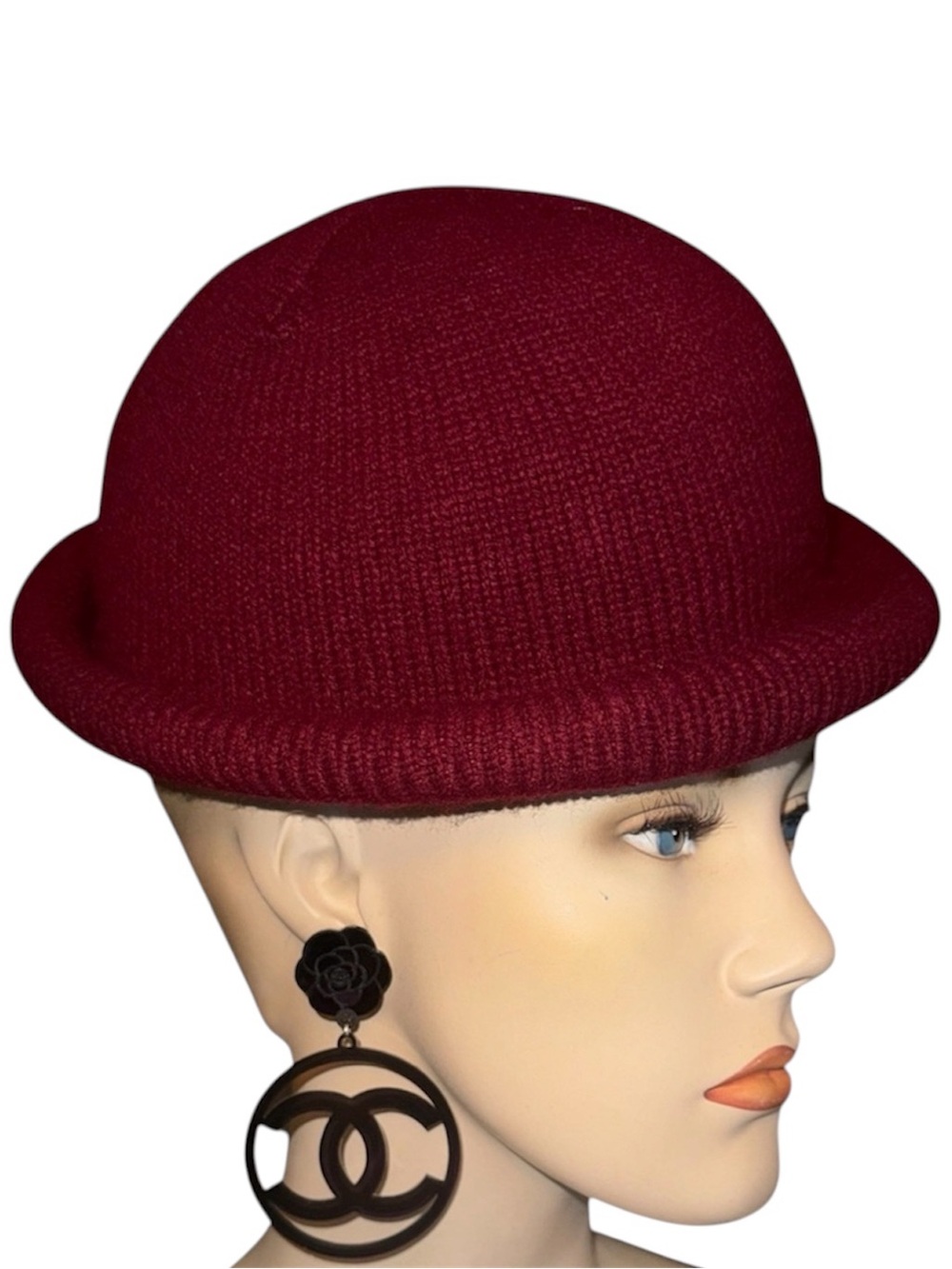 Vintage Burgundy Rolled Brim Isotoner Hat